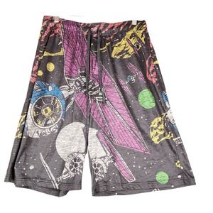 Star Wars Mens Tie Fighter Death Star Graphic Athletic Shorts Gray Large LG